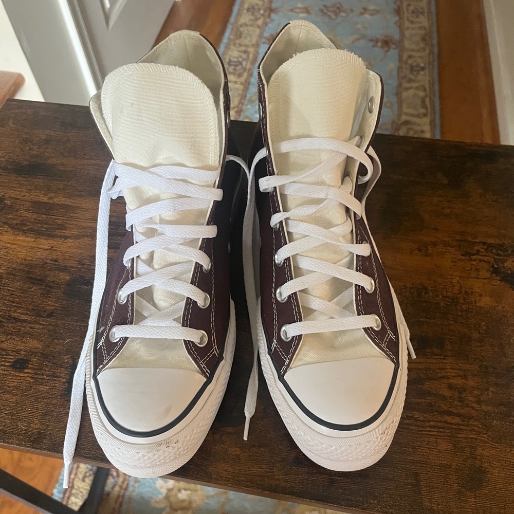 Converse High-Top Sneakers - White and Brown